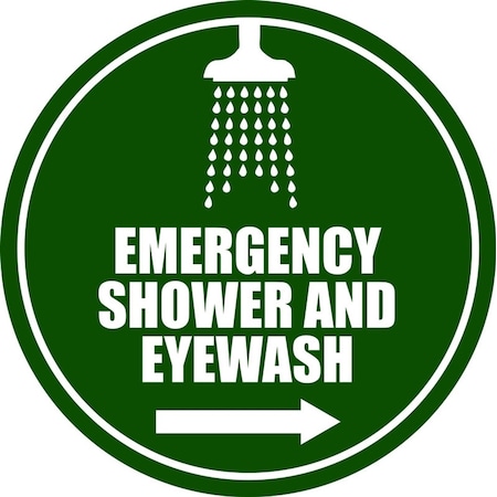 5S Supplies Emergency Shower/Eyewash - R Arrow- Floor Sign 24in Diameter Non Slip Floor Sign FS-EMERSHWR-24